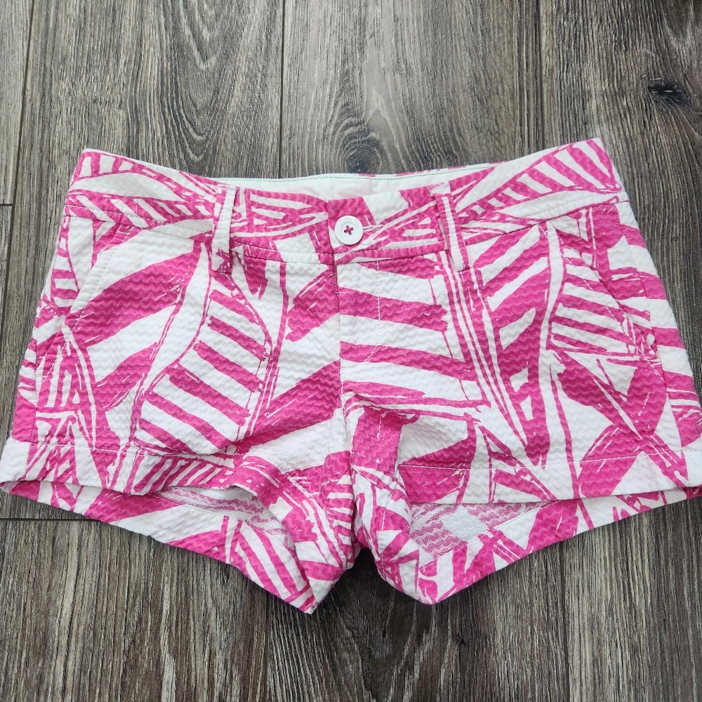 Lilly Pulitzer Pink White Yacht Sea Walsh Sailboat Print Shorts 0